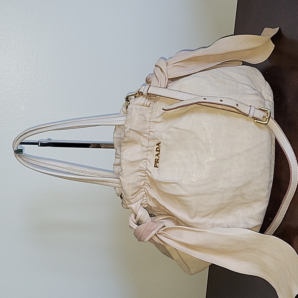 PRADA Cipria Nappa Antique Leather 2-Way Bow Bag